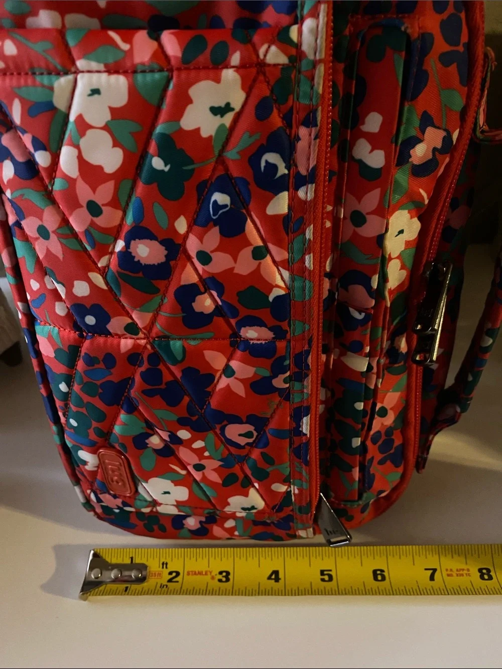 Lug Scoop quilted Multi color with Floral design crossbody w/ Adjustable strap